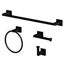 First, straighten up the vanity with sink accessories: Allen Roth Bathroom Accessory 4 Piece Set Matte Black Bzjz1400bl Rona