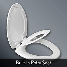 Plastic seats tend to be lighter and have a longer lifespan, while wooden seats are sturdy and heavier. Mayfair 883slowa 000 Toilet Seat With Built In Potty Training Seat Will Reduce Clutter Slow Close And Never Loosen Round Durable Enameled Wood Long Lasting Plastic White Pricepulse