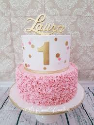 This first birthday cake has all the ingredients for a perfect little cake for a perfect little girl. First Birthday Cake With Pink And Gold Theme Girls First Birthday Cake 1st Birthday Cake For Girls Princess Birthday Cake