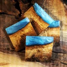 Custom Made To Order Handmade Wood And Resin Coaster Sets Epoxy Resin Wood Wood Coasters Diy Wood Resin Jewelry