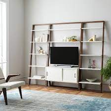 Perfect as a tv stand, entertainment console or simply as a bookcase. Ladder Shelf Media Console Shelves Set Wide