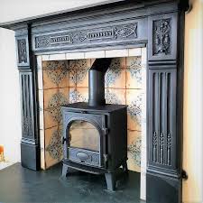 Cast Iron Period Fireplace Surround And Wood Burner Adding A Period Look To A Modern Stove Wood Burner Fireplace Wood Stove Fireplace Wood Fireplace Surrounds