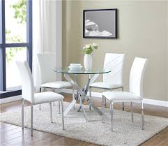 Here, your favorite looks cost less than you thought possible. Glass Round Dining Table Set And 4 White Chairs Faux Leather Modern Chrome Legs 5056034022285 Ebay