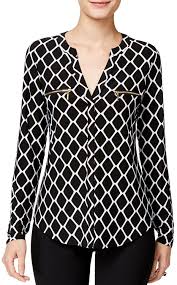 Black And Gold Shirt Women S Womens Gold Zip Pocket Shirt Blouse Classy Black White Geo Print Long Work Top Black White Geo Print Cl186mgya0 Women Shirts Blouse Work Tops Shirt Blouses