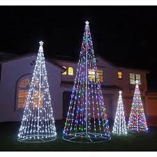 Outdoor Led Christmas Tree 144 12 Ft Multi Color Outdoor Led Cone Tree With Collapsible Base 61377 Homebrite