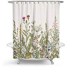 Amazon Com Chengsan Floral Shower Curtain Vintage Floral Border Herbs And Wild Flowers Botanical E Floral Shower Curtains Floral Shower Shower Curtain Vintage
