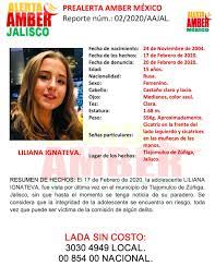 Through this official repository of amber alert information. Alerta Amber Jalisco Sur Twitter Alertaamber Solicita Tu Apoyo Para La Busqueda Y Localizacion De La Adolescente Liliana Ignateva De 15 Anos De Edad Gracias Por Compartir La Informacion Https T Co Rnvsvfhvjw