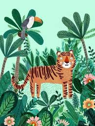 Petit Monkey Tiger Poster By Rebecca Jones Pre Order Early July Animal Illustration Kids Tiger Illustration Tiger Poster