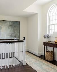 Maybe you would like to learn more about one of these? Staircase Landing With Dark Brown Console Table And Gold Lamp Cottage Entrance Foyer