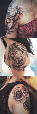 Frauen Rose Schulter Tattoo Ideen In Schwarz Und Weiss Realistische Links Floral Arm Anjaz Schulter Tattoo Rosen Tattoo Schulter Tattoo Schulter Frau