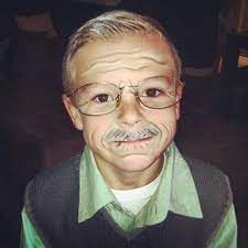 Old Man Face On My 6yr Old For Spirit Day At School I Used Brown Eyeliner For The Dark Line And White For The Ligh Old Man Face Old Man Costume
