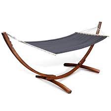 Idmarket Hamac Xl Avec Support Bois Et Toile Grise Anthracite Hamac Hamac Balancelle Meuble