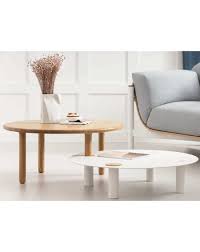 This round coffee table for example, is perfectly at home in contemporary aesthetics. Round Coffee Table In Wood And Metal Milo Round Take Me Home Color Oak Structure White