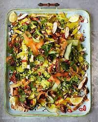 Add the chicken breast, harissa paste and pomegranate juice to a bowl. Chicken Tikka Spinach Naan Salad By Jamie Oliver Indian Salads Jamie S 15 Minute Meals Lentil Salad Recipes