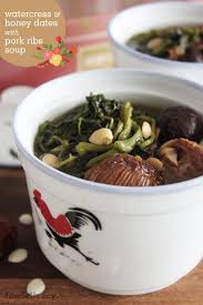 Using a hand blender, liquidise the soup until smooth. Chinese Watercress Soup With Pork Ribs And Honey Dates Foodelicacy
