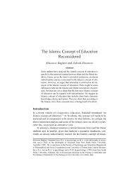 Thus, bagheri and khosravi (2006) suggested that an islamic concept of education includes three. Pdf The Islamic Concept Of Education Reconsidered Khosrow Bagheri Noaparast Academia Edu