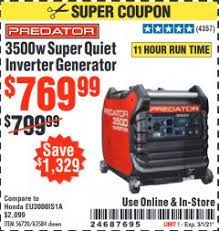 What are the most popular predator generators? Harbor Freight Tools Coupon Database Free Coupons 25 Percent Off Coupons Toolbox Coupons Predator 3500 Watt Super Quiet Inverter Generator