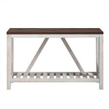 Accent your living room with a coffee, console, sofa or end table. 52 Inch Rustic Entryway Table Dark Walnut Top W White Oak Body By Walker Edison