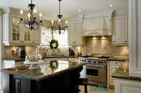 Light Cabinets Dark Island Google Search Antique White Kitchen Home Kitchens Cream Colored Kitchen Cabinets