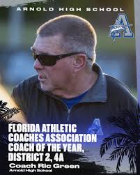 Congratulations Coach Ric Green, Head Softball Coach, J.R. Arnold High  School for being selected as the Florida Athletic Coaches Association,  District 2, 4A Coach of the Year! Way to go Coach, you