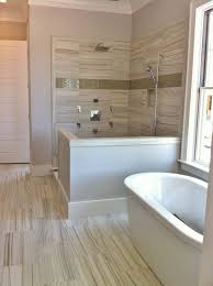 12x24 Porcelain Tile On Floor Shower Walls Have Glass Tile Accent Glass Tile Accent Shower Wall Downstairs Bathroom