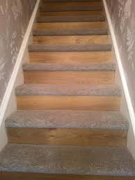 Starting A New Trend Oak Laminate Flooring To The Riser And New Thick Saxony Carpet Onto Tread Transfo Wood And Carpet Stairs Carpet Staircase Stair Makeover