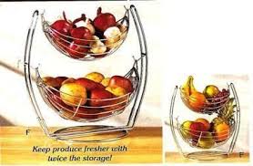 Amazon Com 2 Tier Double Hammock Chrome Produce Basket Stand Kitchen Storage And Organization Product Accessor Produce Baskets Double Hammock Fruit And Veg