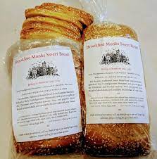 Mold into loaves and when light, glaze with egg diluted with water and bake 45 minutes at 350 degrees. Brookline Monks Sweet Bread