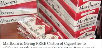 Voucher (24 days ago) marlboro mobile coupons, coupons code, promo codes. Marlboro Is Giving Free Carton Of Cigarettes To Celebrate 100th Anniversary Scam Botcrawl