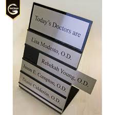 A message, name or a building directory can be printed and inserted between the acrylic plates using. China Aluminum Profile Desk Plate Metal Changeable Card Name Plates Sign China Room Number Sign And Hotel Door Sign Price