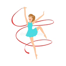 Rhythmic gymnastics is a sport in which gymnasts perform on a floor with an apparatus: Professional Rhythmic Gymnastics Sportswoman In Blue Dress Performing An Element With Ribbon Apparatus Stock Vector Illustration Of Gymnastics Flexibility 80630591