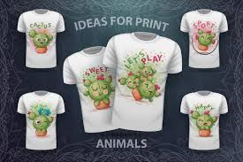 Pair it with denim shorts or jeans and so on. Set Cute Cactus For Print T Shirt By Rwgusev Thehungryjpeg Com