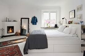 The two large drawers give plenty of space for comforters, pillows and bed linen. The More I See Ikea S Brimnes Bed Frame Storage The More I It Small Bedroom Scandinavian Design Bedroom Bedroom Design