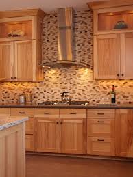 Hickory Cabinets Two Different Color Color Counter Tops But I Would Use Paint And Not So Much Tile Hickory Kitchen Cabinets Hickory Kitchen Hickory Cabinets