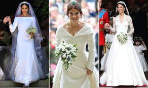 Love meghan markle's minimal elegant wedding dress? Princess Eugenie Vs Meghan Markle And Kate Kate Middleton Royal Wedding Dresses Compared Express Co Uk