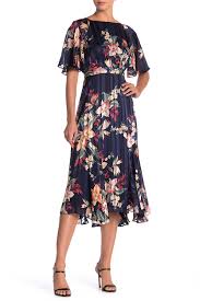 Maggy London Flutter Sleeved Pleated Midi Dress Nordstrom Rack