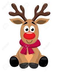 Vector Cute Cartoon Of Red Nosed Reindeer Toy Rudolph Funny Reindeer Drawing Xmas Drawing Cartoon Reindeer