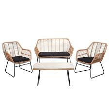 Shop with afterpay on eligible items. Polyrattan Garnitur Hwc G17a Gartengarnitur Sofa Set Sitzgruppe Naturfarben Polster Anthrazit Ohne Dekokissen