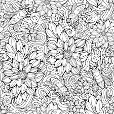 Bumblebee coloring pages for kids to print and color. Coloring Page With Seamless Pattern Of Flowers And Bees Royalty Free Cliparts Vectors And Stock Illustration Image 56057935