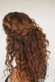 A Half Updo With A Large Side Braided Halo And Locks Down Will Easily Accent Your Folksy Or Boh Hair Romance Curly Curly Hair Styles Naturally Long Hair Styles