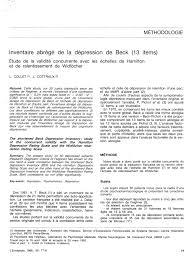 Beck anxiety inventory 1 beck anxiety inventory below is a list of common symptoms of anxiety. Pdf The Shortened Beck Depression Inventory 13 Items Study Of The Concurrent Validity With The Hamilton Scale And Widlocher S Retardation Scale