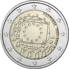 Slovenska republika with two stars and a linden leaf in the middle. Coins World Coins Paper Money Slovakia 2 Euro Coin 2015 30 Years Of The Eu Flag Unc
