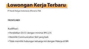 Bank bri pada seiring dengan perkembangan dunia perbankan yang semakin pesat maka sampai saat ini bank rakyat indonesia mempunyai unit kerja yang berjumlah 4.447 buah, yang terdiri dari 1 kantor. Loker Bank Bri Cabang Rengat Lowongan Kerja Pt Bank Bri Cute766