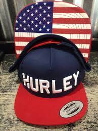 Red White And Blue Hurley Hat With Usa Flag On The Bottom Of The Bill Hurley Hats Street Shoes Hurley