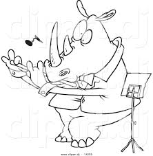 The violin has four strings, a hollow body, an unfretted fingerboard and is played with a bow. Vector Of Cartoon Flautist Rhino Coloring Page Outline By Toonaday 14259