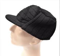 The amount of structure of the hat crown is flexible: Men S Cadet Hat Knit Winter Cap With Brim Military Style Choice Of Colors Ebay