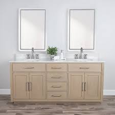 Light Oak Double Bathroom Sink Vanity