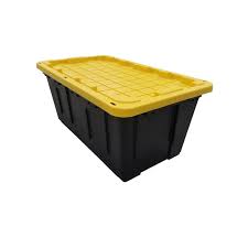 Black And Yellow Storage Bins Lowes Commander 40 Gallon 160 Quart Black Yellow Tote With Latching Lid 831514 In 2020 Plastic Storage Totes Storage Totes Plastic Storage