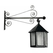 Find many great new & used options and get the best deals for black iron lantern lamp 20 h x 5.5 square at the best online prices at ebay! Black Iron Suspended Wall Lantern With Ornate Bracket