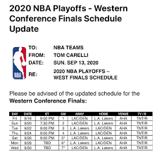Lebron james (29.8 / 11.8 / 8.5) 2020 playoff leaders: Marc J Spears On Twitter Nba Western Conference Finals Schedule